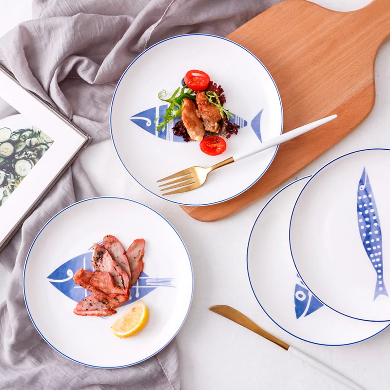 8 дюймовая керамические тарелки фарфоровая тарелка костяные блюда из Китая милые