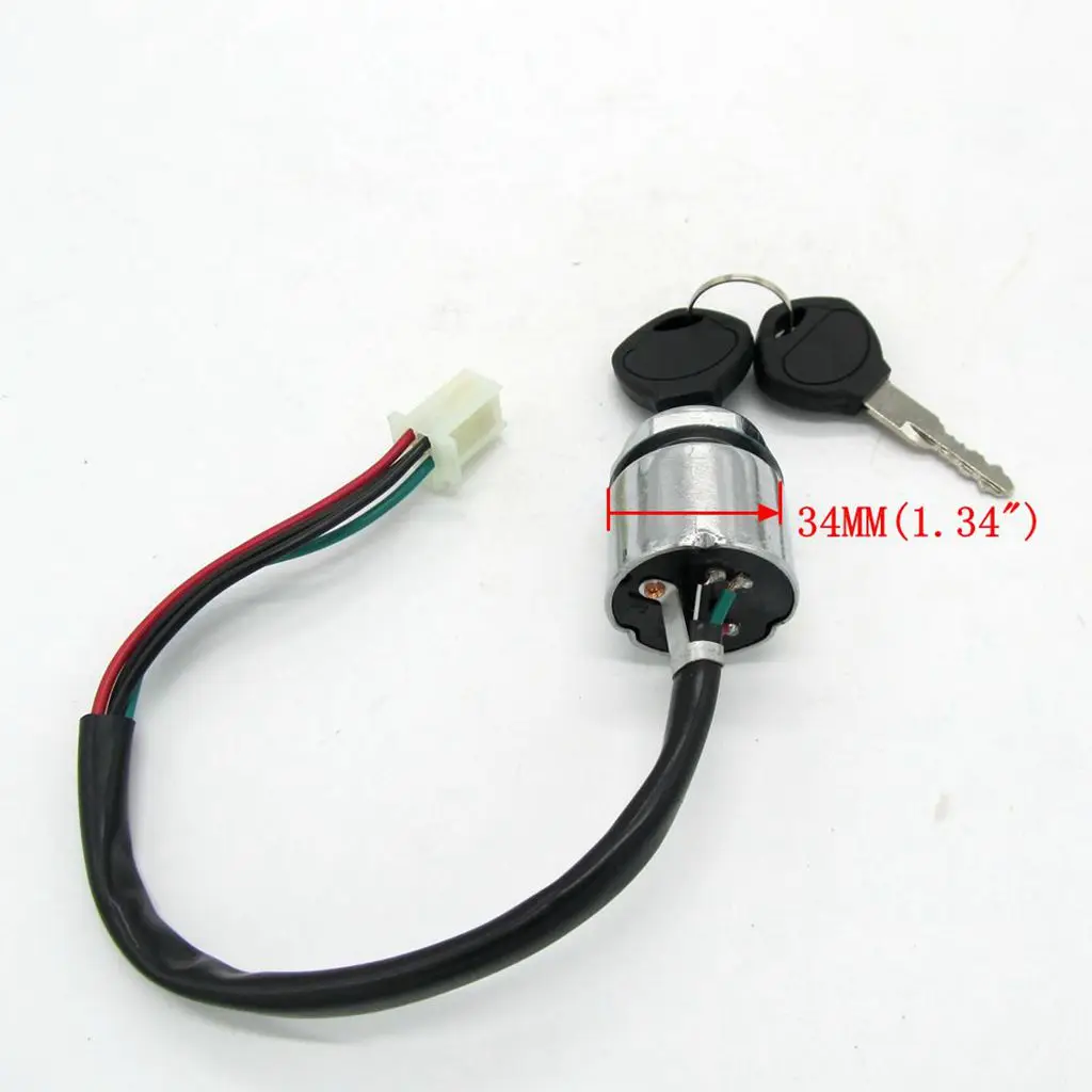 4-Wire 4-Pin Ignition Key Start Switch Assembly for Go Kart ATV Quad Dirt Bike Scooter