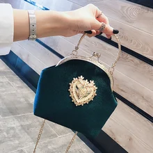 AUAU-Женская жемчужная сумочка, винтажная велюровая вечерняя сумочка с сердечком, Свадебная вечерняя сумочка, сумочка для невесты