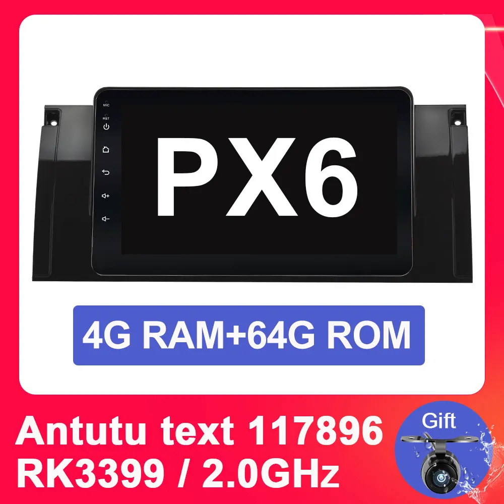 Eunavi Android 9,0 4G Автомобильный dvd-плеер для BMW X5 E53 E39 gps стерео аудио навигация Мультимедиа экран головное устройство PX6 с HDMI - Цвет: 4G 64G PX6