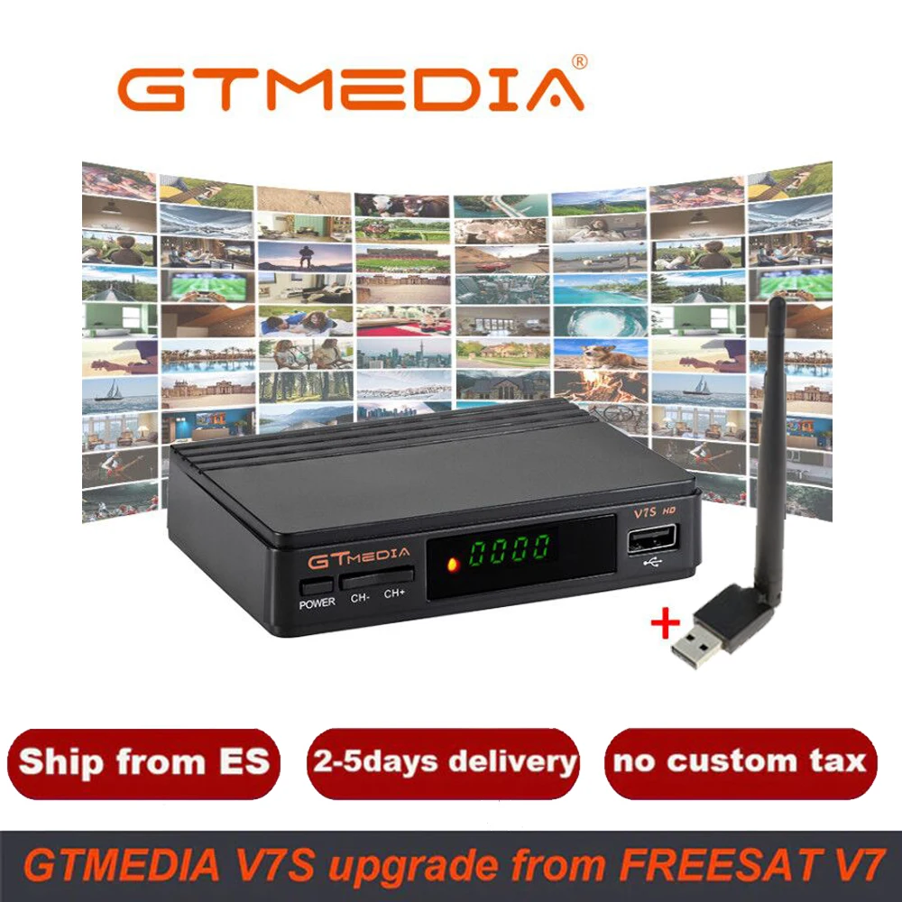 

DVB-S2 Satellite tv receiver Gtmedia V7S Full 1080P Freesat v7 Support Power DRE Biss key Spain Europe Cline For 1 Year