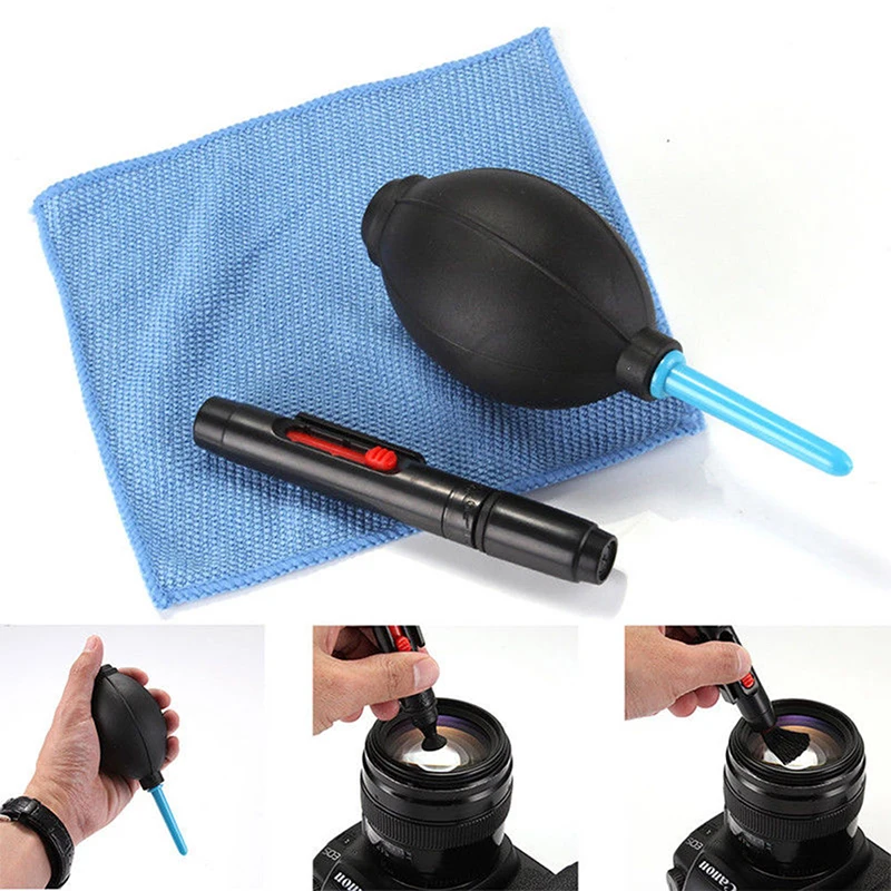 Kit de limpieza de cámara portátil 3 en 1, limpiador para cámara, bolígrafo, soplador de aire Blaster, accesorios para teclado para cámara y teléfonos