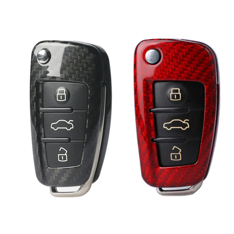 Carbon Fiber Car Key Cover Case Shell For Audi C6 A7 A8 R8 A1 A2 A3 A4 A5 Q7 A6 C5 Car Holder Car Styling Accessories
