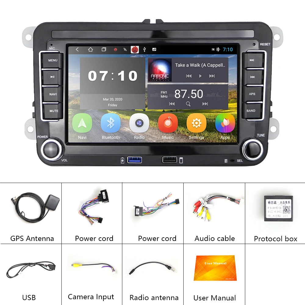 Camecho 2 Din 7 Android 10 Car Multimedia Player GPS Autoradio For VW  Volkswagen Skoda Seat Polo Tiguan Golf Passat B6 B7 - AliExpress