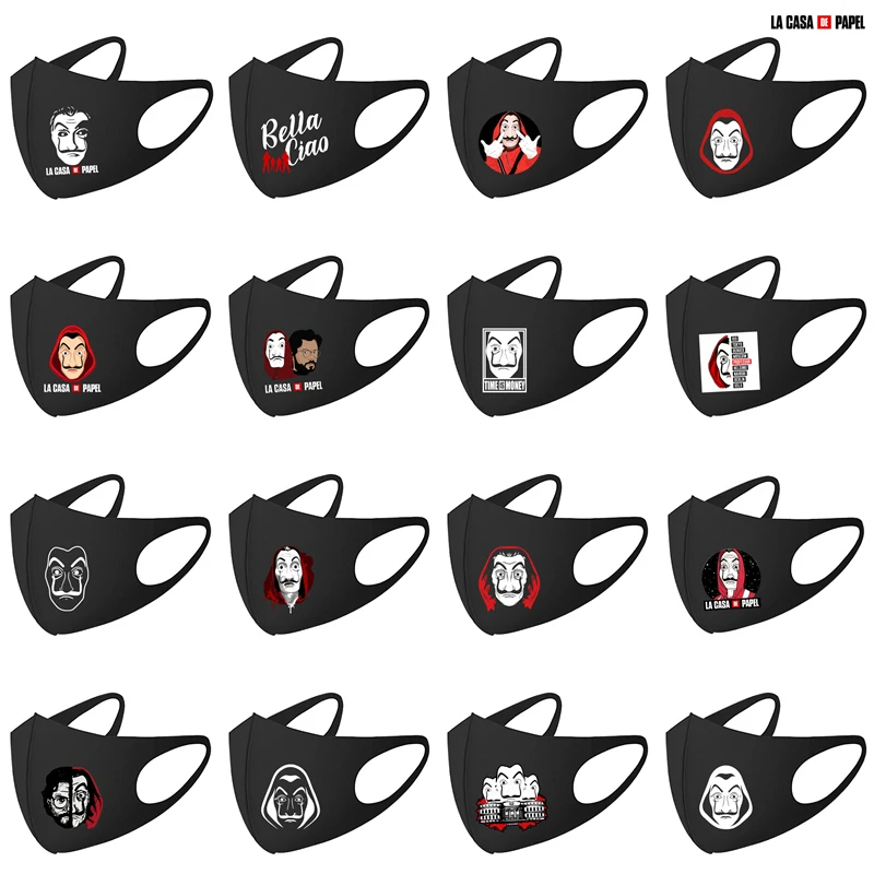 

Mouth Mask La casa de papel Season Money Heist Face Mask Reusable Anti Pollution Face Shield Windproof Mouth Cover maska masque