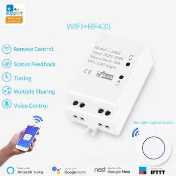 

EWeLink Home Smart WiFi RF433 Wireless Smart Switch Module Timer Voice APP Remote Control Works With Google Home Amazon alexa