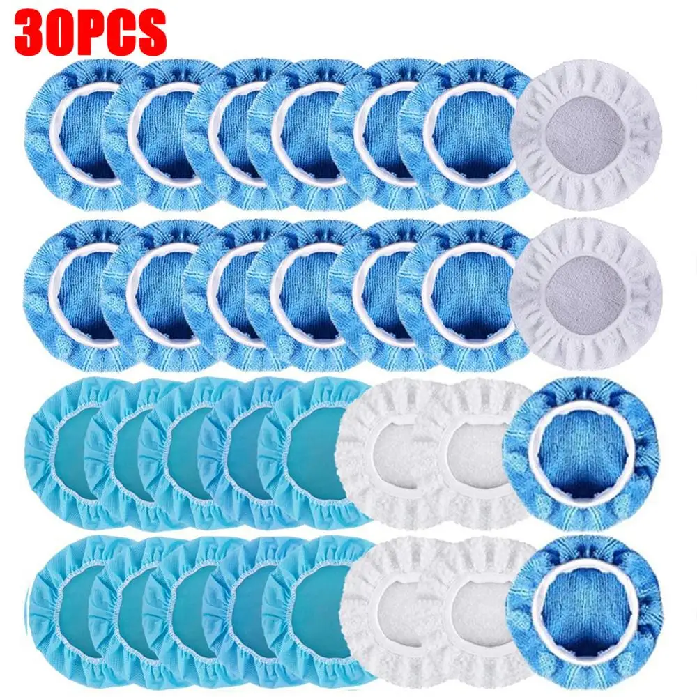 

30PCS 5-6In Car Polisher Pad Applicator Pad Microfiber Polishing Bonnet and Waxing Pad With Finger Pocket Cotton Wool Microfiber