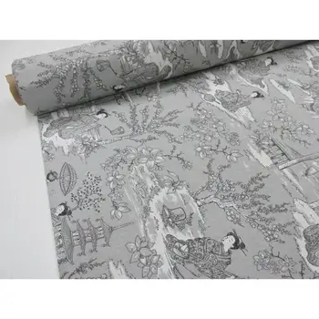 

PRINTED CANVAS TOILE oof JOUY Ref. GEISHA GRAY 2,45 mts x wide 2,80 m