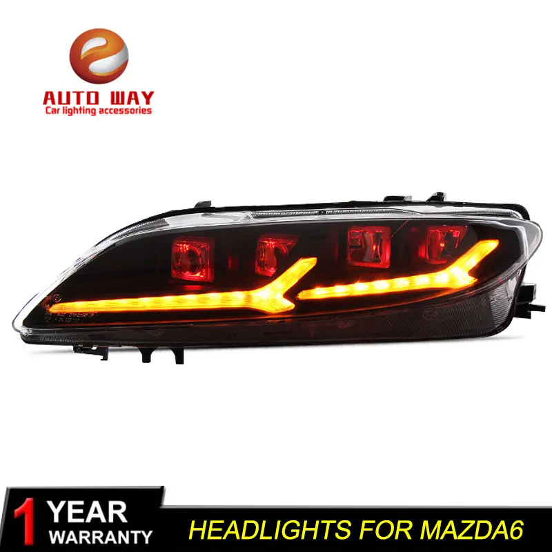 Автомобильный Стильный чехол на голову для mazda 6 M6, головной светильник s 2003-, светодиодный светильник на голову, головной светильник, дневной ходовой светильник - Цвет: Red devil eye