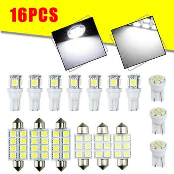 

16pcs/Set 12V 6500K 5SMD 12SMD 8SMD Car Taillight 6500K Bright White LED Lamp Bulb Interior Light Kit T10 31MM 41MM