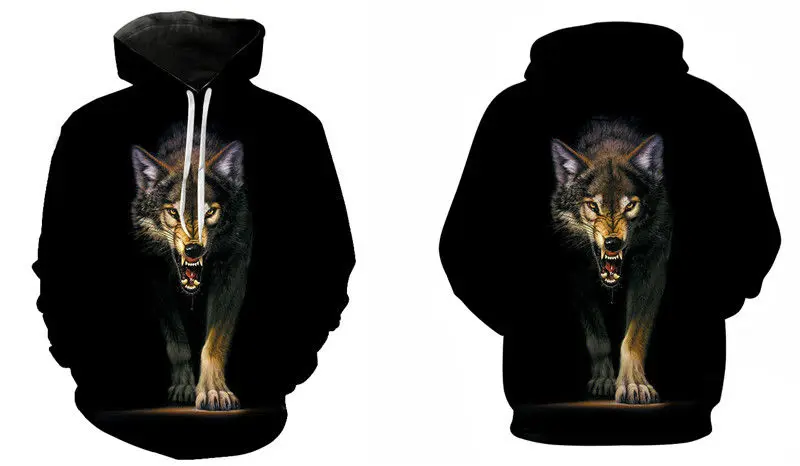 Moda masculina crianças lobo impressão 3d hoodies