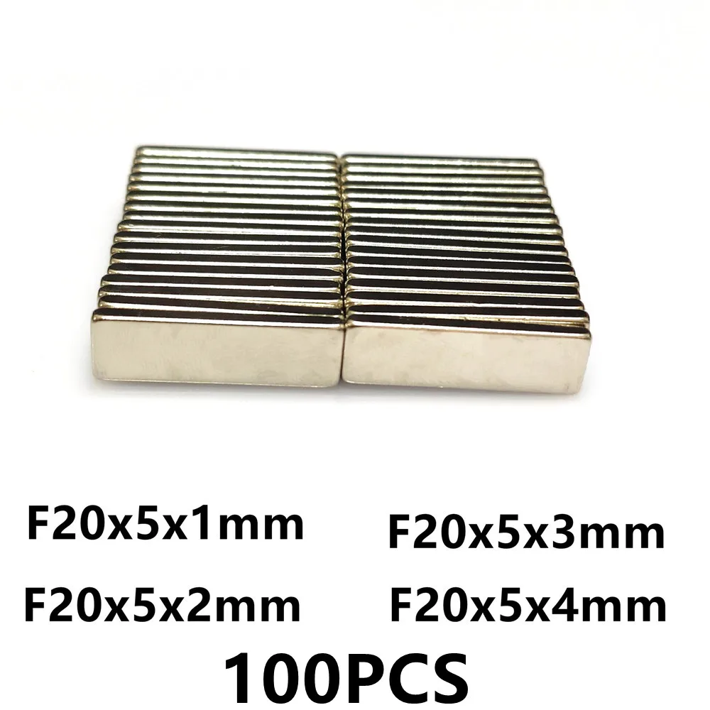 

Магнит 100 шт./лот 20*5*1 20*5*2 20*5*3 20*5*4 N35 NdFeB магнит 20x5x1 20x5x2 20x5x3 20x5x4 неодимовые магниты, магнитный материал