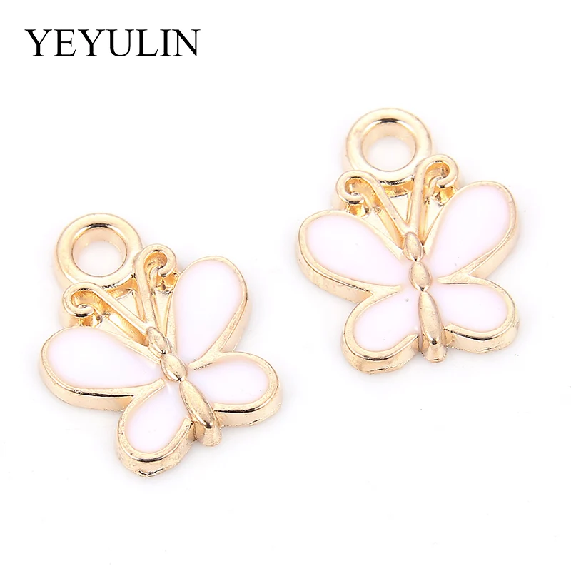 10 шт. эмаль золотого тона белый цветок Подвески Подвеска капля масла для женщин DIY ювелирные изделия серьги ожерелье аксессуары - Окраска металла: Style2