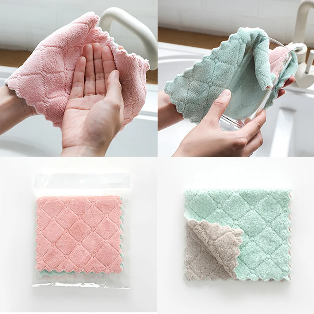 Кухонное полотенце s двусторонняя печать 27x16 коралловый флис абсорбент 5 шт. банное полотенце ванная комната кухонное полотенце s поставки