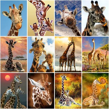 

5D Diamond Painting Cross Stitch DIY Giraffe Full Round Drill Daimond Embroidery Rhinestone Kits Mosaic Animal Wall Art