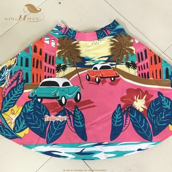 

SISHION Toucan and Car Print Swing Vintage Skirt Women VD0020 Retro Cotton Printed Flare Summer Skirt