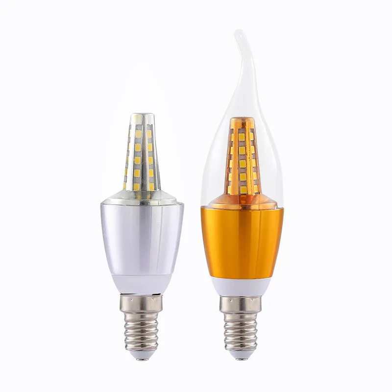 10Pcs/Lot LED Bulb Candle E14 5W 7W 9W 12W Golden Aluminum light AC 220V Lamp Cool Warm White Lampada Bombillas Lumiere Lamp
