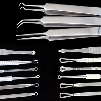 

9 Pcs Hygiene Stainless Steel Blackhead Acne Removal Extractor Blemish Pimple Spot Home DIY Facial Cleaning Beauty Tools