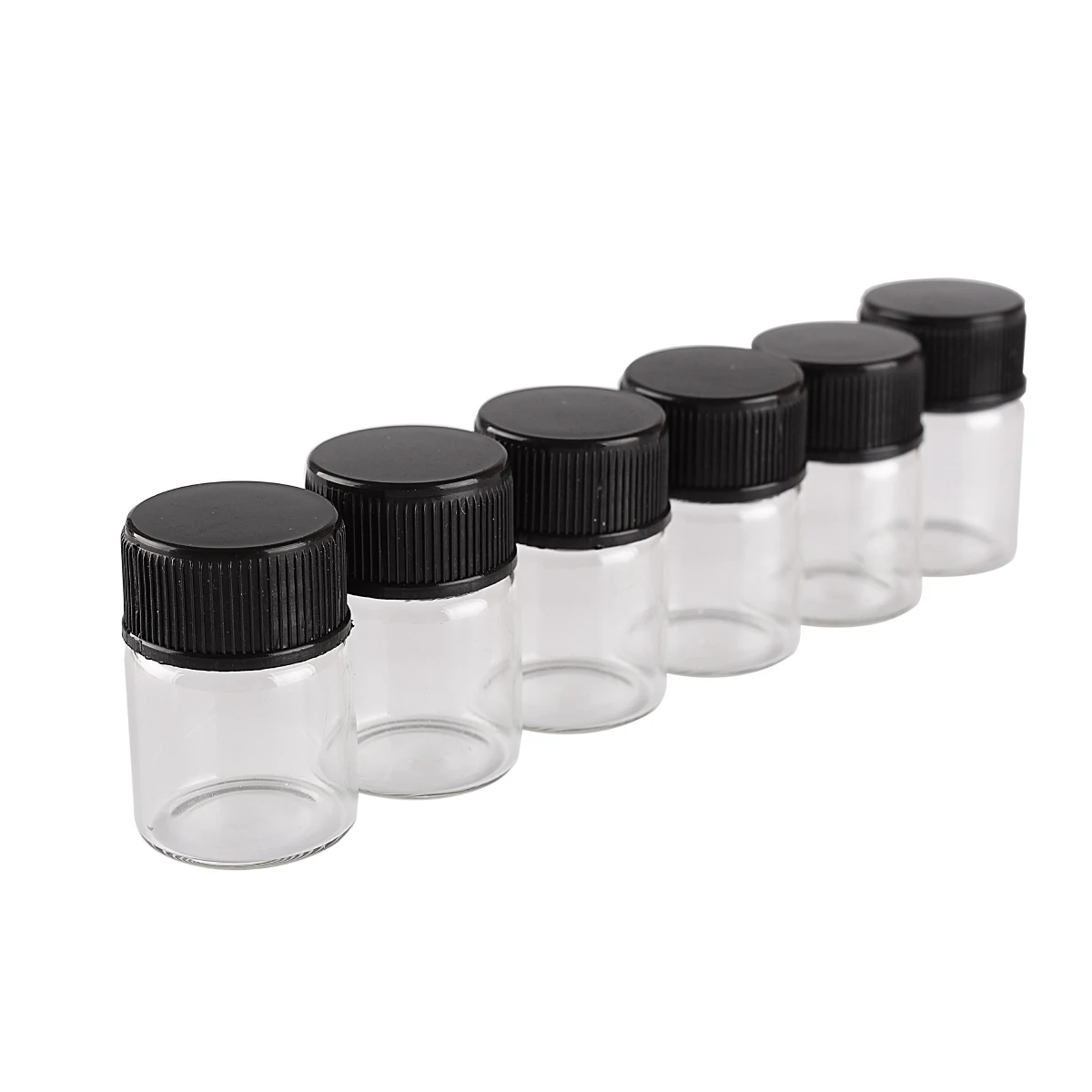 10pcs 5ml 22*30mm Clear Glass Bottles with Black Plastic Lids Empty Tiny Glass Jars DIY Crafts Vials Glass Jars 4