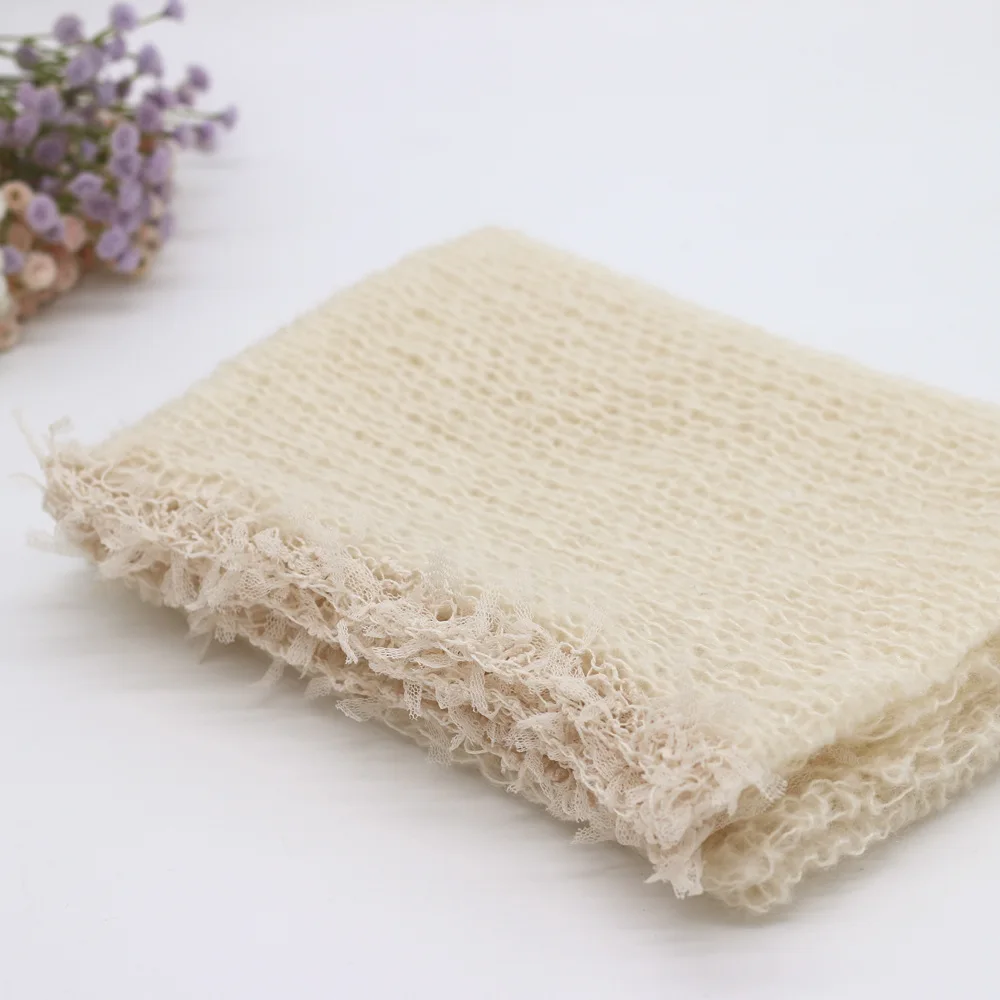 Newborn Photo Props Blanket Mohair Wrap Swaddling Photography Backdrop Babies Photo Shoot Accessories - Цвет: beige