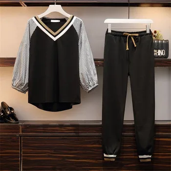 

Women Casual Tracksuit V-Neck Long Sleeve Sweatshirt Top T-Shirt + Long Pants