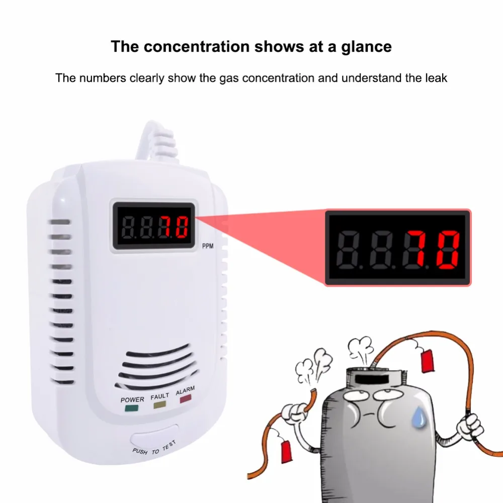 

Kitchen Cooking Lpg Gas Detector Combustible Alarm Coal Natural propan butan Gas Leak Detector Sensor For Home Security System