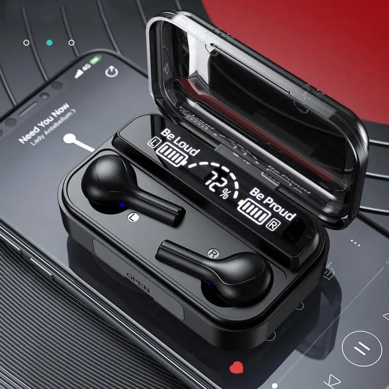 

Bluetooth V5.0 Earphones TWS Wireless Headsets With Microphone Sports 2200mAh Charging Box Digital Display For IOS Android