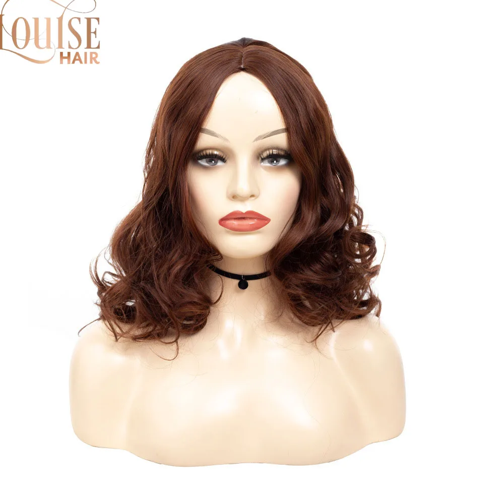 Женский парик из натуральных коротких кудрявых волос Louise коричневый