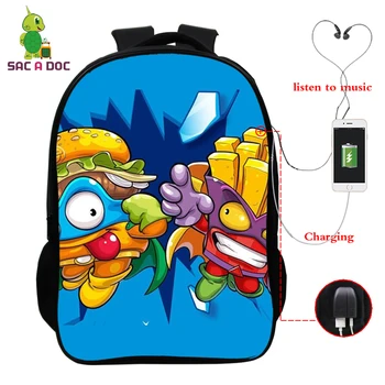 

superzings cartoon image USB multifunctional 16 inch backpack casual backpack student schoolbag travel men and women backpack