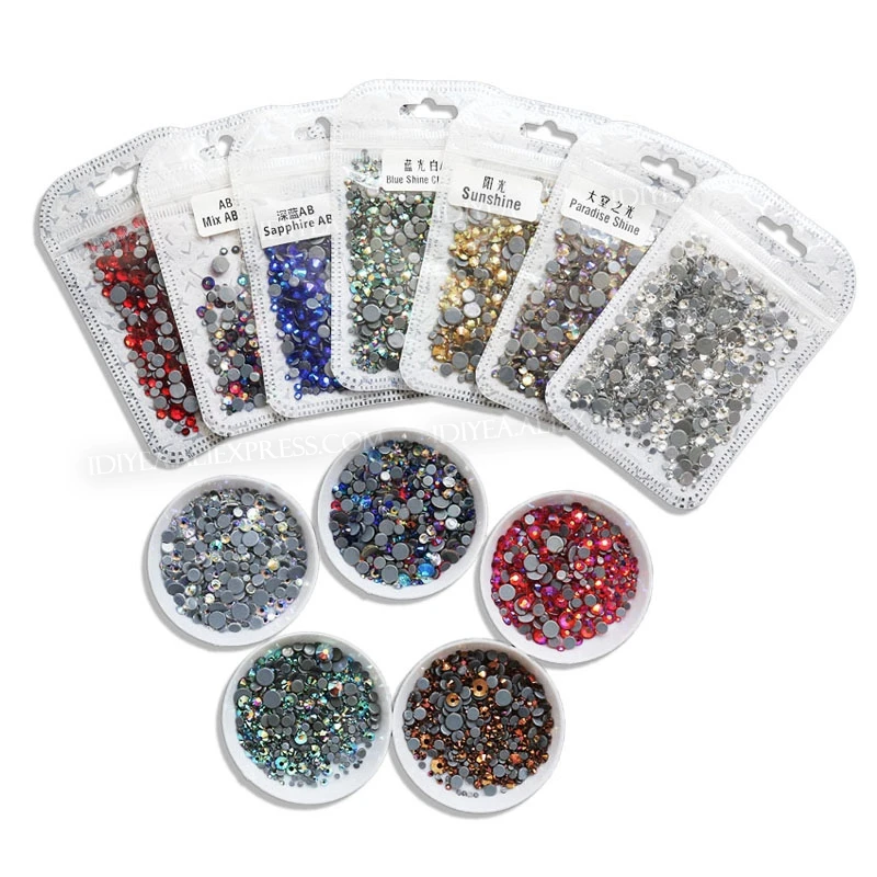 

AB COLOURS Mix Sizes about 800pcs/bag hot fix rhinestones strass flat back crystals hotfix stones glitters for DIY garment dress