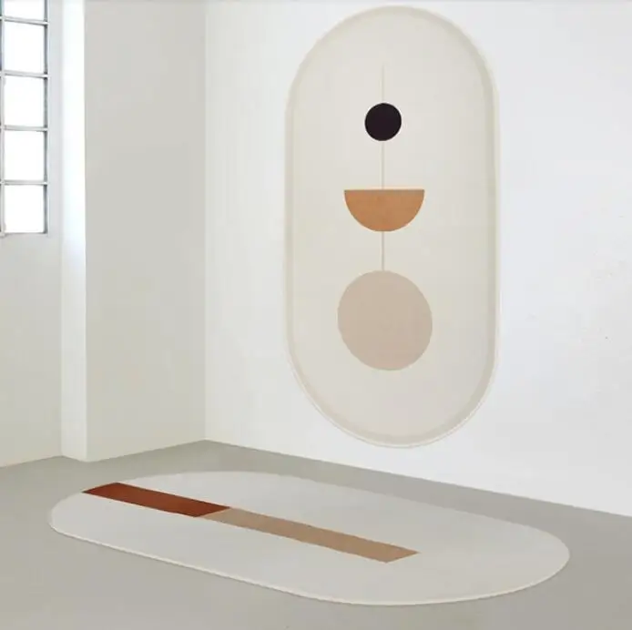

Nordic Oval Carpets For Living Room Modern Geometric Home Bedroom Carpets Bedside Study Room Area Rug Floor Coffee Table Mat