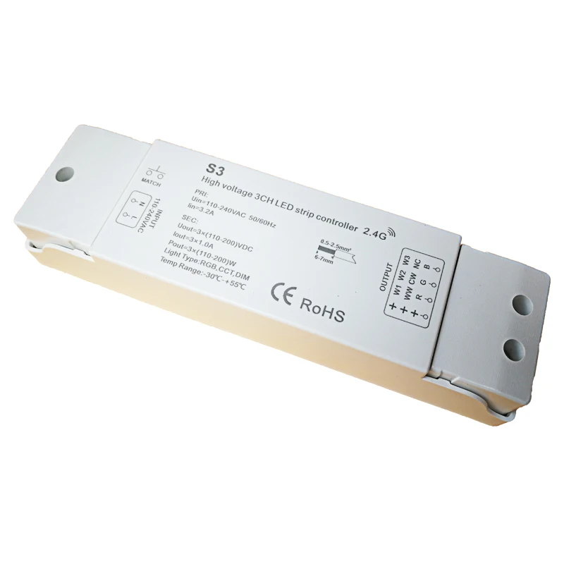 Led RGB контроллер полосы переменного тока 110-240 В вход 2,4G RF беспроводной пульт дистанционного управления DC 110 V-240 V Высокое напряжение RGB контроллер светодиодной ленты