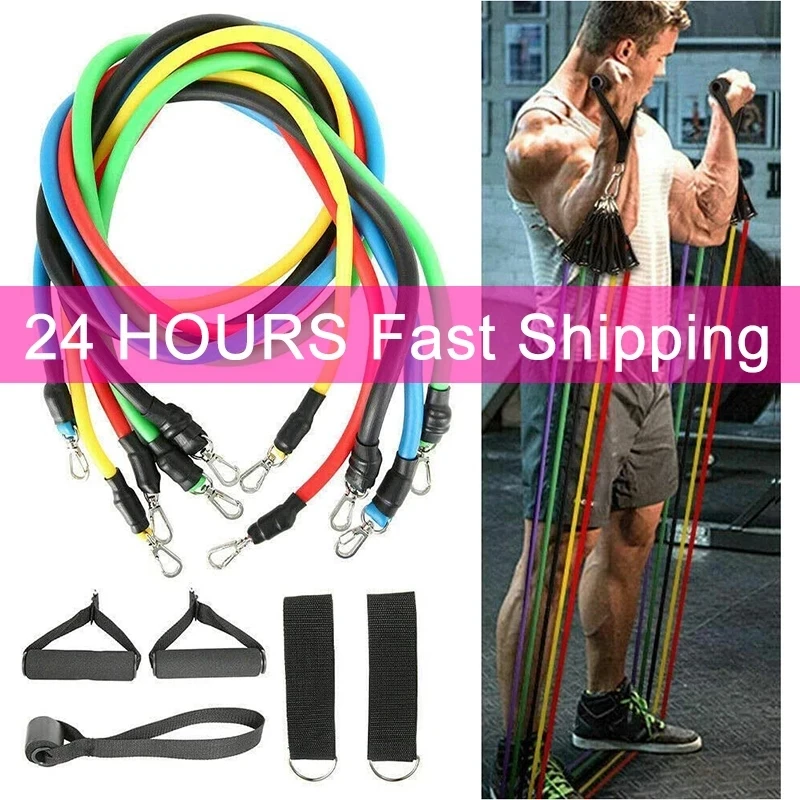 

11pcs Crossfit Resistance Bands Tube Set Stretch Training Rubber Expander Tubes Pilates Fitness Gum Elastic Pull Rope Equipment