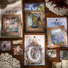 

40pcs Retro Oil Painting Bronzing Stickers Aesthetic Van Gogh Starry Japanese Style Bullet Journaling Accessories Deco Stickers