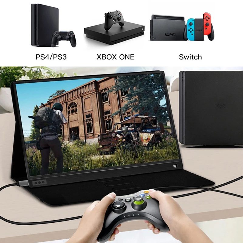  P15A Portable Monitor 1920X1080 HD IPS 15.6-Inch Display Computer LED Monitor with Leather Case for