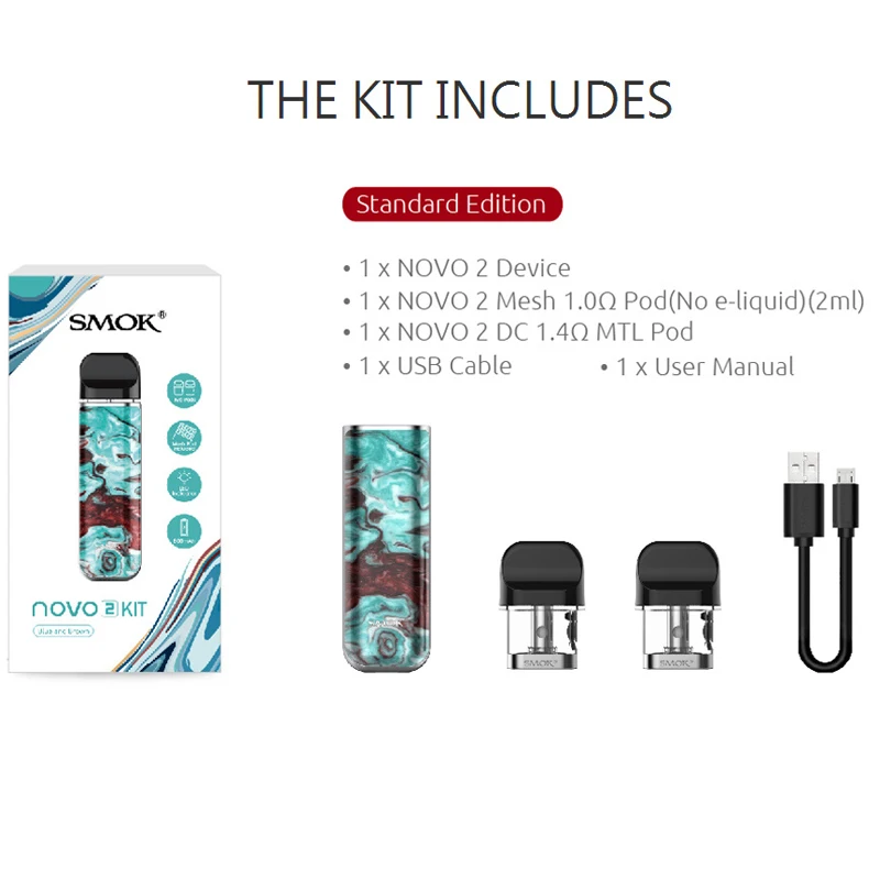 Оригинальный комплект для электронной сигареты SMOK novo 2 Pod мл и 800 мА · ч улучшенная