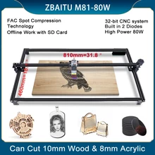 

ZBAITU M81-80W CNC Laser Engraving Machine Cutter Engraver for Wood/Metal Mark WIFI Offline Control Lightburn LaserGRBL