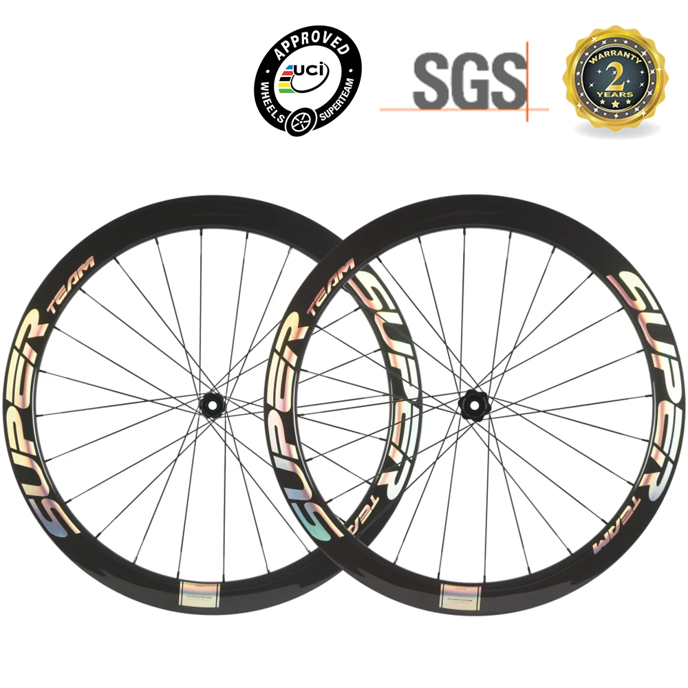 

SUPERTEAM Cyclocross Bike 25mm Width Clincher Carbon Wheels 6 Bolts/Center Lock 50mm Depth