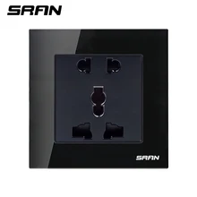 SRAN, 5 отверстий, универсальная настенная электрическая розетка, кристалл, закаленное стекло, материал панели 86*86 мм, аксессуары для украшения дома, розетка питания