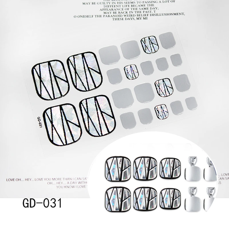 GD-031 Новые Стикеры на ногти лазерные бронзовые Блестки Серебряные украшения на ногу Клей DIY 22 советы художественные обертывания ремесленные стикеры на ногти - Цвет: GD-031