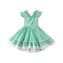 Летнее Детское платье принцессы для маленьких девочек нарядные вечерние зеленые платья-пачки с бантом для подружки невесты