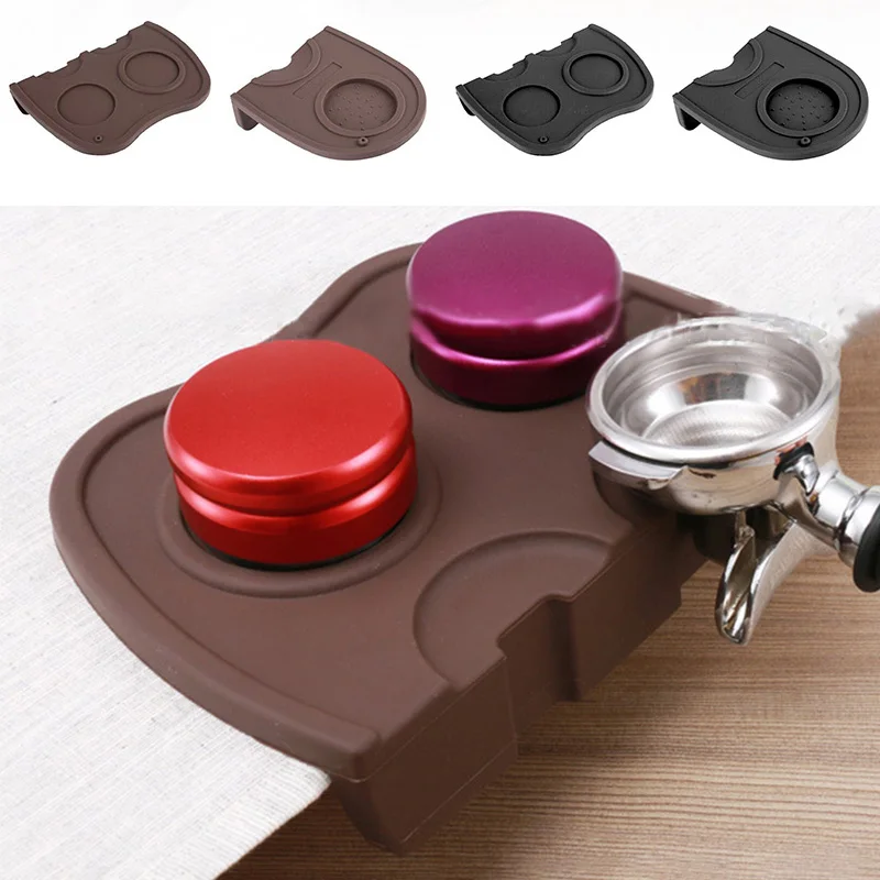 

Coffee Mat Single Double Art Pen Tamper Tamping Rest Holder Safe Anti-slip cup bowl silica gel mat black