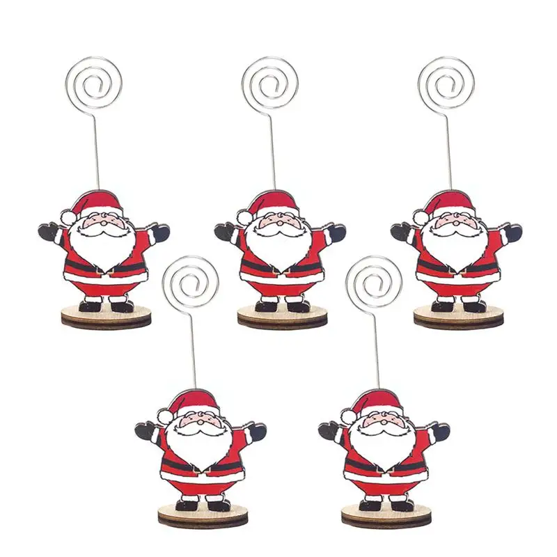 5 шт. Рождественская Памятка держатель мультфильм металлическая проволока табличка с номером для столика зажимы держатели с базой для ресторана свадьбы банкета