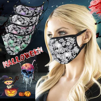 

1PC Adult Halloween Skull Print Face Mouth Mask Breathable Reuse Protective Washable Face Mask PM2.5 Anti-Dust Mascarilla