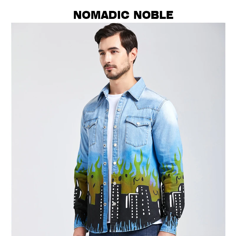 Nn 2021 new chaqueta denim graffiti coat men loose street hip-hop versatile shirt denim jacket