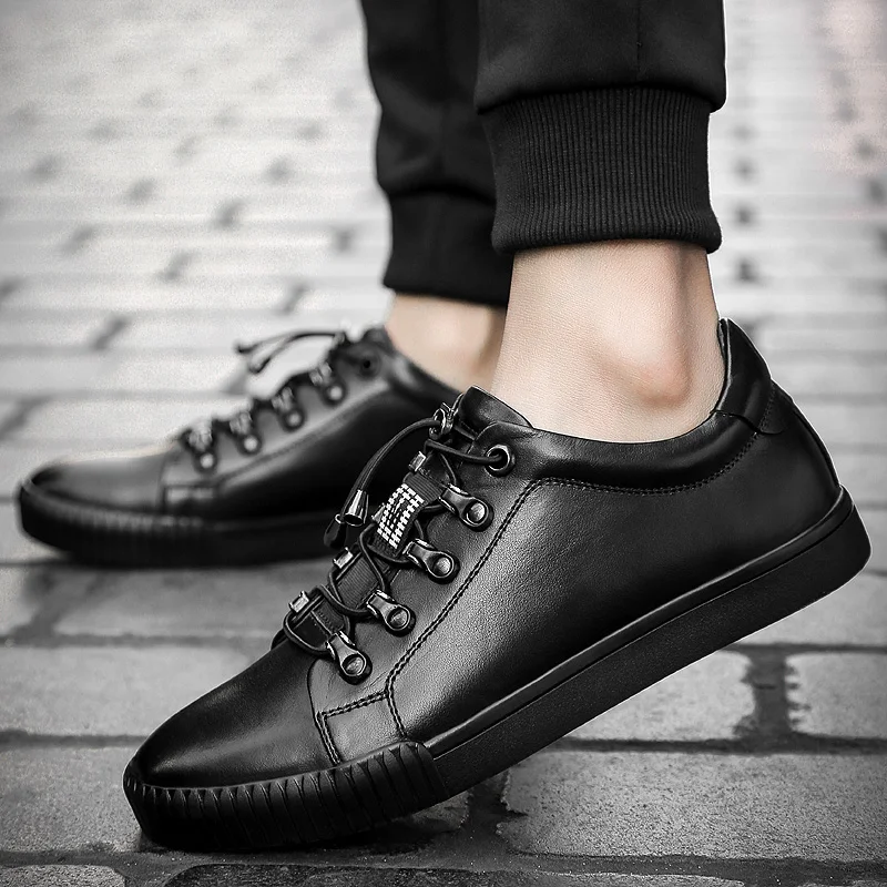 

Luxury Genuine Leather Men Shoes Black Outdoor Fashion Breathable Banquet Shoes Men Casual Driving Shoes Wedding Party Shoes 5