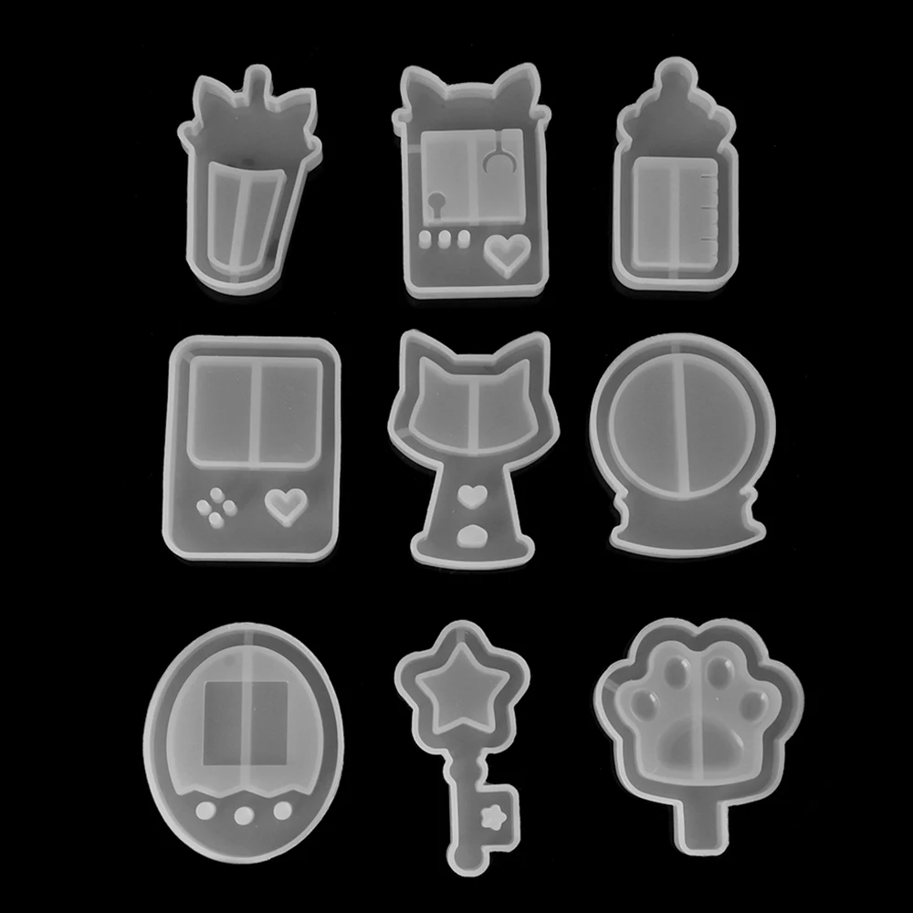 

6Pcs/Set 1Pc Mould and 5Pcs Plastic Sheet Quicksand Cat Paw Game Console Crystal Epoxy Resin Silicone Mold Jewelry Making Tools