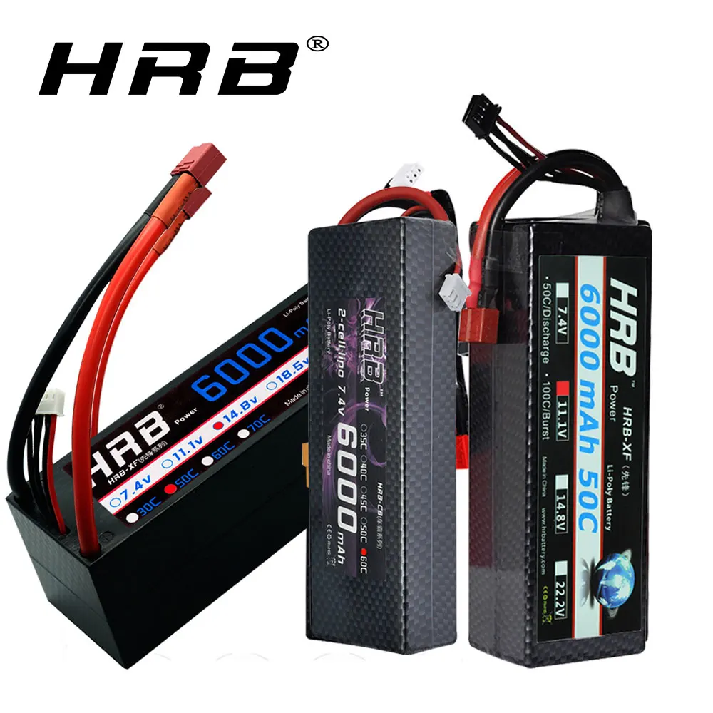 HRB 2S 3S RC Lipo Аккумулятор 7,4 V 11,1 V 14,8 V 6000mah 60C Max 1200C Жесткий Чехол Аккумулятор для Traxxas 1/10 1/12 RC автомобилей грузовиков монстров