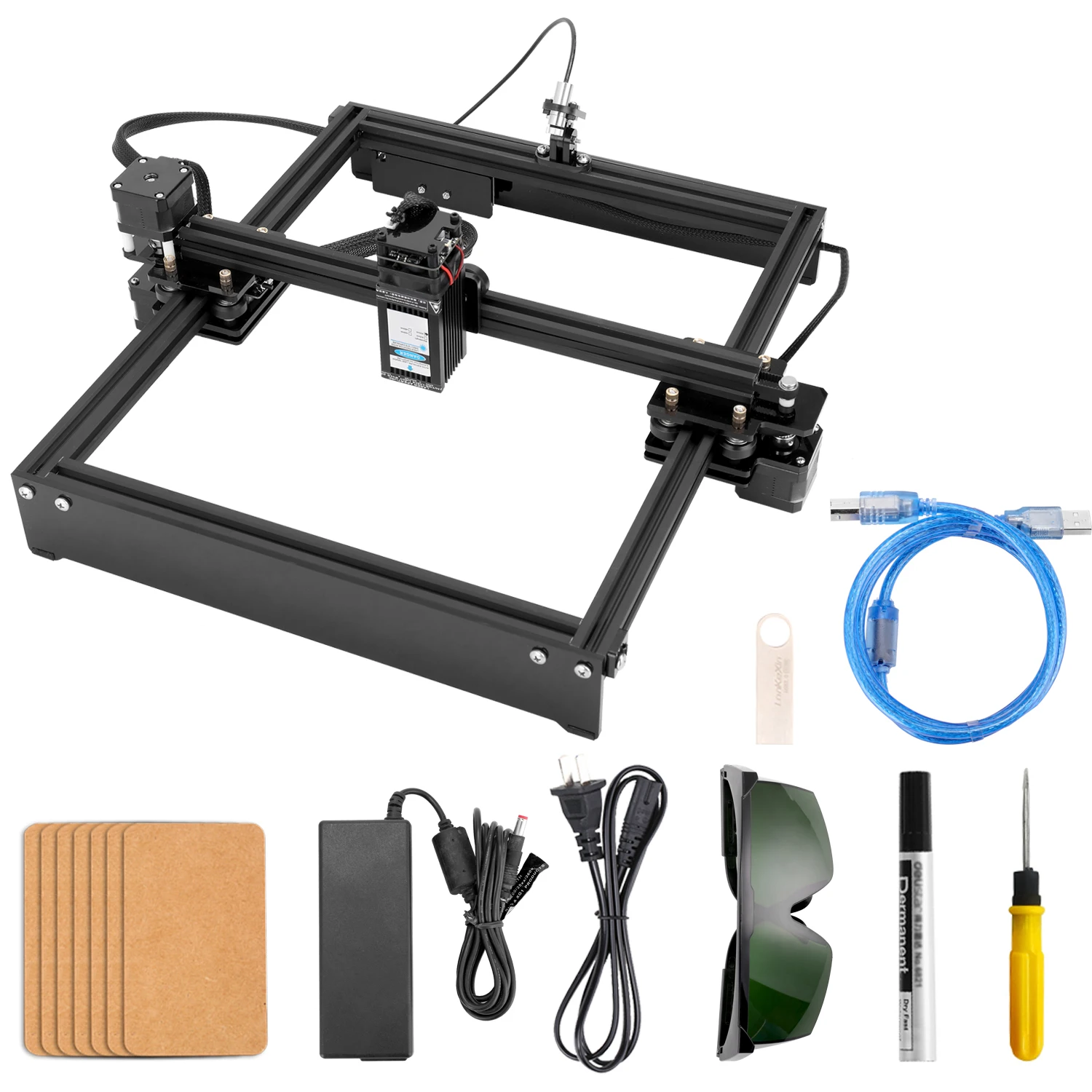 20W US KKMOON Профессиональный 20 Вт Мини DIY настольный лазерный гравер резчик ЧПУ деревообрабатывающий станок лазерная гравировка резьба машина - Цвет: 20W US