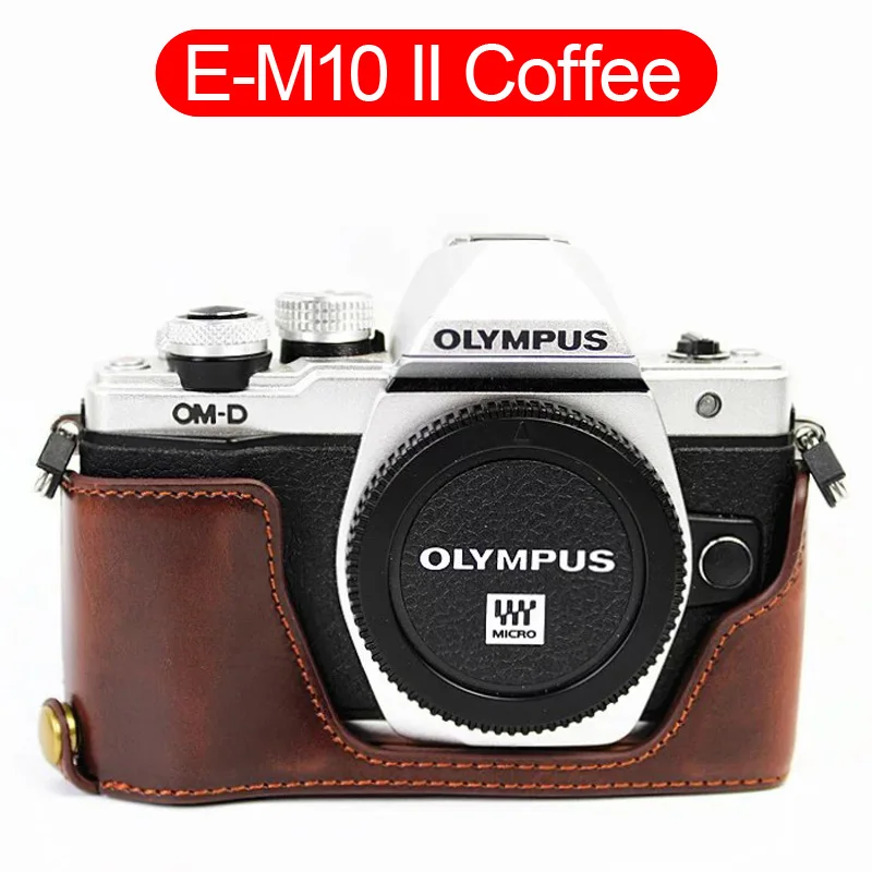 leather camera bag Leather Half Case Grip for Olympus OM-D E-M10 Mark II M2/ Mark III M3 Camera/E-M10 Mark IV small camera bag Bags & Cases